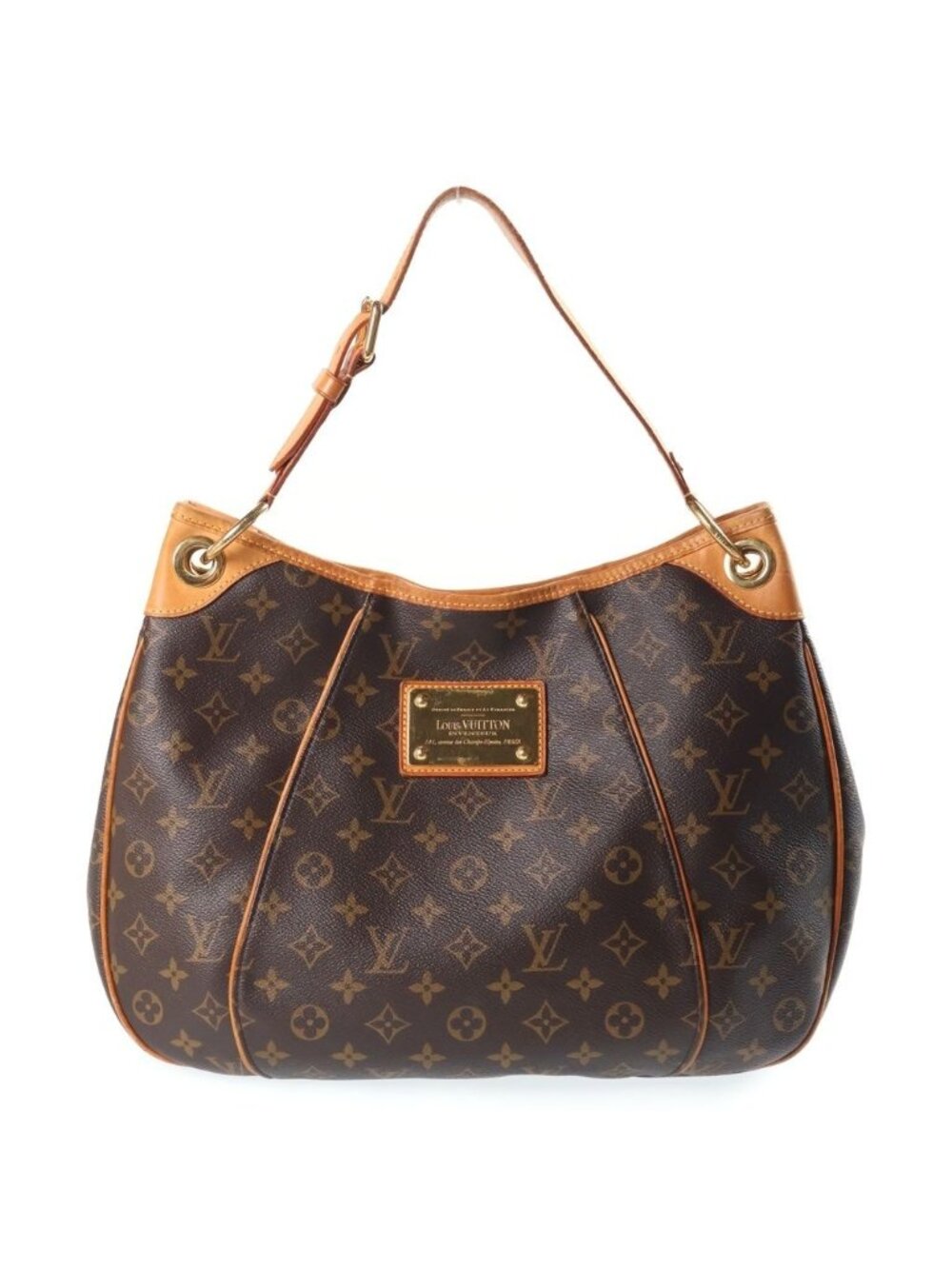Louis Vuitton Monogram Galleria PM Tote Bag Brown Leather Gold